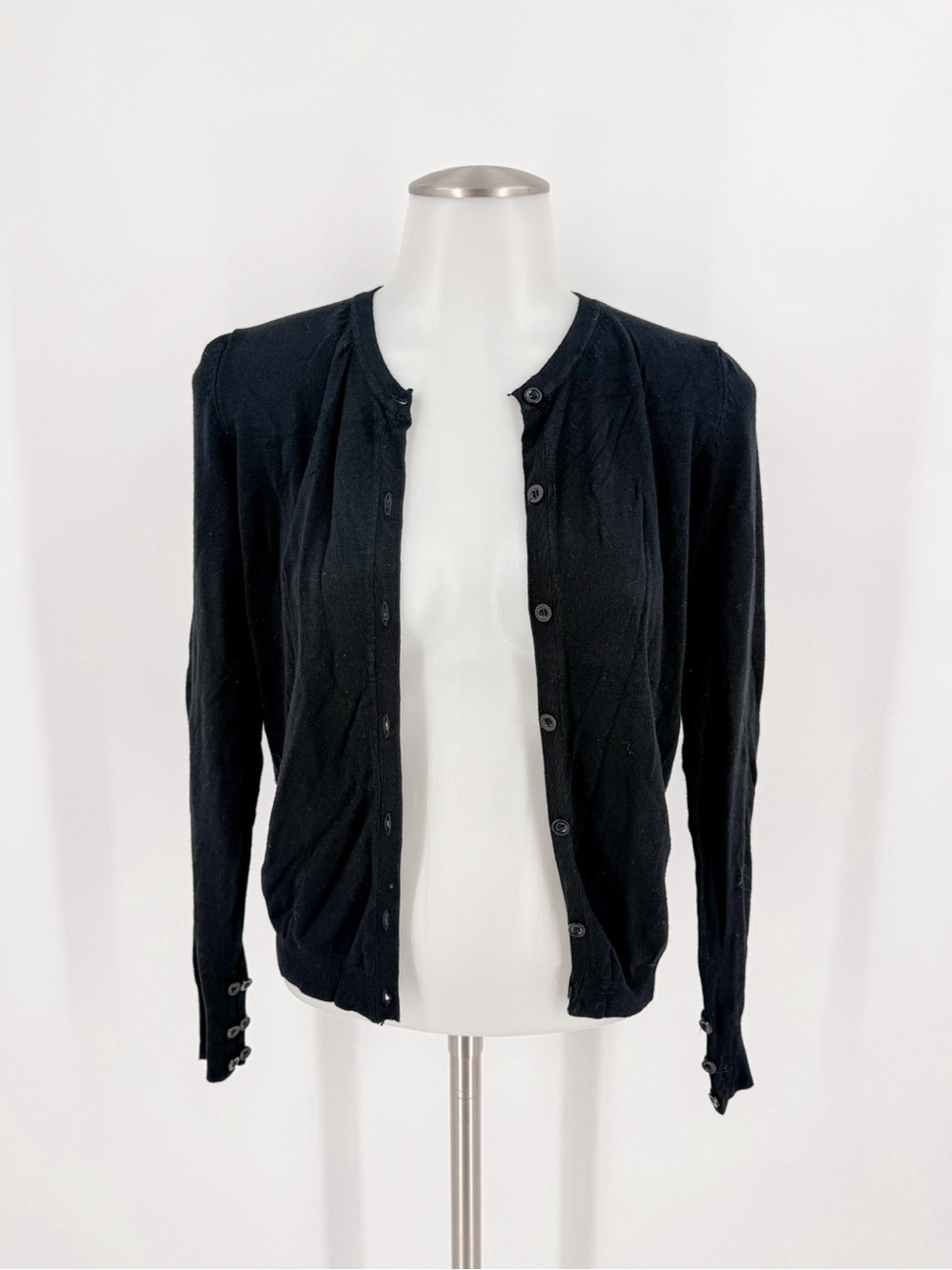 Mango Black Knit Button-Up Cardigan